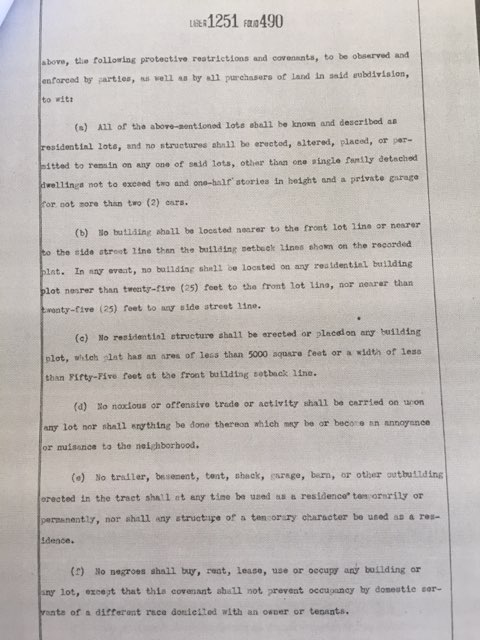 1949 deed of covenants, clause (f), restricting occupancy by race