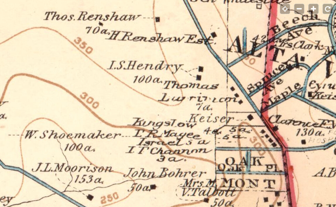 1904 Baist's map detail showing Hendry and Renshaw landholdings near Alta Vista